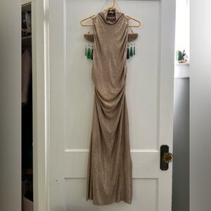 Reformation slinky gold dress - hemmed for 5ft petite frame